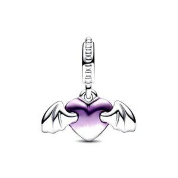 Pandora S925 Silverale Vampire Winged Heart Dangle Charm - Picture 3 of 3